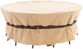 WJ-X3 Round Patio Furniture Cover, 62" D x 31" H, Beige & Coffee by WJ-X3