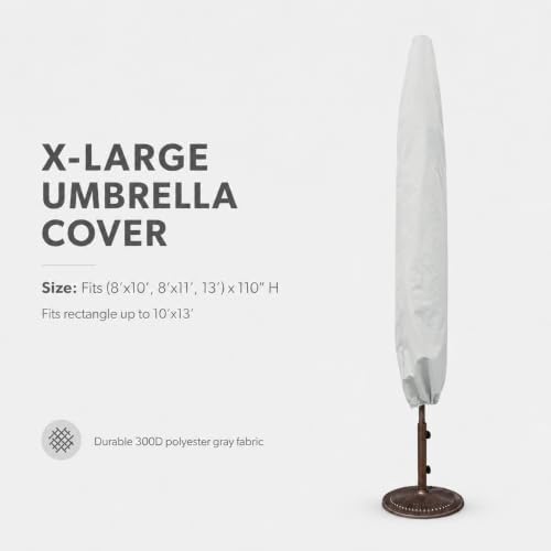 Treasure Garden X-Large Umbrella Cover, 300D Polyester Patio Umbrella Cover, Water Resistant, UPF50+ UV Protection, Drawstring Tie, Convertible Storage Pouch, Gray, Fits 8x10, 8x11 & 13 ft - Image 2