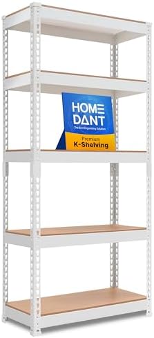 HOMEDANT White 28" W 5 Tier Storage Shelves Garage Shelving Unit Metal by TheBestOrganizingSolution