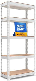 HOMEDANT White 28" W 5 Tier Storage Shelves Garage Shelving Unit Metal by TheBestOrganizingSolution