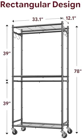 Simple Trending Clothes Rack, Clothing Rack, Portable Closet, Black - Image 3