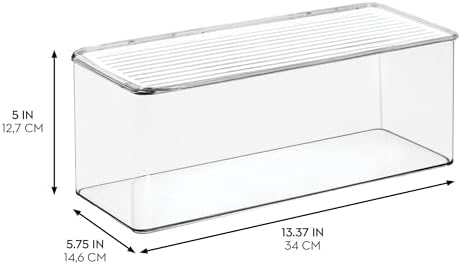 iDesign Plastic Stackable Hinged-Lid Storage Box, Set of 3, Clear - Image 3