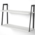SRIWATANA White 2-Tier Floating Wall Shelves, Rustic Wood Storage Shelf Set by SRIWATANA