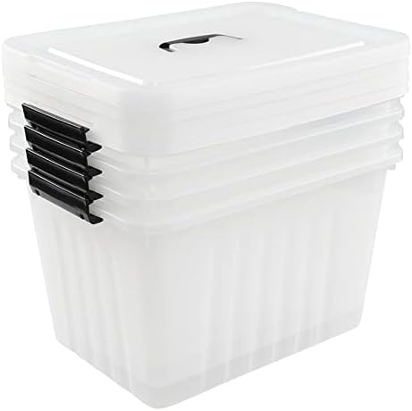 4-Pack 25 Quart Storage Boxes, Plastic Storage Latch Bin - Image 4