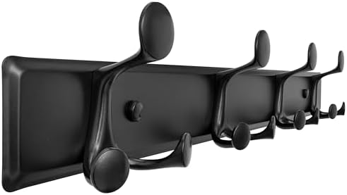 SKOLOO 12 Hooks Wall Mounted Coat Rack, 24 Inch Modern Coat Hanger for Entryway, Bathroom, Garage, Lightweight with 16 Inch Stud Spacing Design, Matte Black by SKOLOO