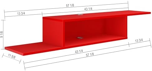 Atelier Mobili Floating TV Stand for Up to 65 Inch TVs – Wall Mounted Floating Shelf for Under TV, Entryway Organizer & Bedroom Vanity – Multi-Purpose Storage & Display Console (Red, 57INCH) - Image 2