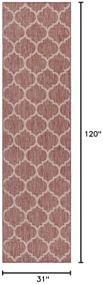 Unique Loom Outdoor Trellis Collection Area Rug (2' 7" x 10' Runner Rust Red/Ivory) - Image 2