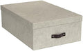 Bigso Box of Sweden Set of 3 Storage Boxes with Lids - Organiser Box For Clothes, Office Equipment and More - Wardrobe Storage Boxes with Labels for Bedding or Seasonal Clothing - Beige by Bigso