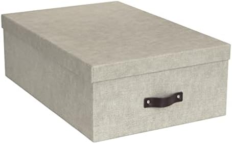Bigso Box of Sweden Set of 3 Storage Boxes with Lids - Organiser Box For Clothes, Office Equipment and More - Wardrobe Storage Boxes with Labels for Bedding or Seasonal Clothing - Beige by Bigso