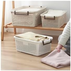 Stackable Storage Basket Organizer with Handle | Storage Bin, 40 Liter, Set of 2, White - Image 2