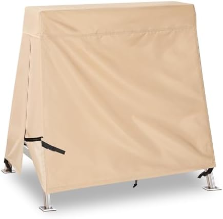 Outdoor Swing Covers for A Frame Patio Swing, 72" L x 55" D x 67" H, A-Frame Swing Cover Waterproof, Porch Patio Swing Canopy Cover, Windproof UV Resistant All Weather Protector - Beige by uHousDecoTeddyBearPlushToy