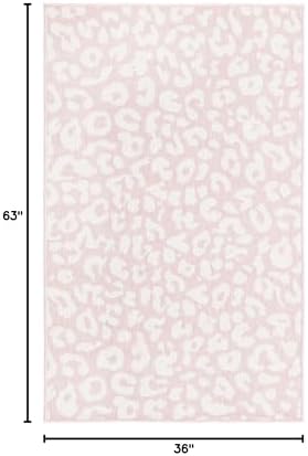 Unique Loom Outdoor Safari Collection Area Rug - Leopard (3' x 5' 3" Rectangle, Pink Ivory/ Ivory) - Image 2