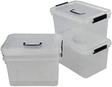 10 L Clear Plastic Storage Box with Latch and Handle, 4-Pack by Nicesh