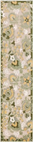 Nourison Home Aloha Ivory Green 2' x 6' Area Rug - Easy Clean, Non Shedding, Bed Room, Living Room, Dining Room, Kitchen (6' Runner) - Image 4