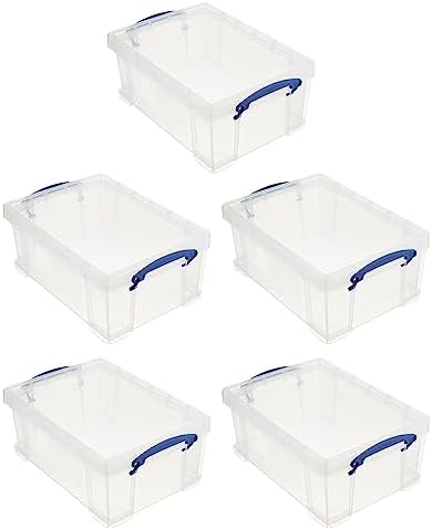 Really Useful Box Stackable 9 Liter Plastic Storage Container, 5 Pack by ReallyUsefulBox