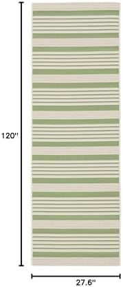 SAFAVIEH Washable Rug Outdoor Courtyard Collection - 2'3" x 10' Runner, Green & Beige, Non-Shedding & Easy Cleaning, Ideal for Patio, Entryway, Mudroom, Hallway, Kitchen (CY6062-244) - Image 2