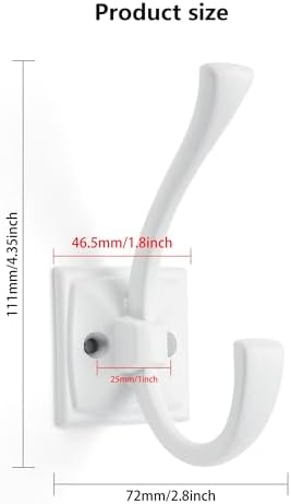 10 Pack Decorative Heavy Duty Towel Hooks for Hanging Robe Double White Coat Hooks Wall Mounted with Screws for Key, Towel, Bags, Cup, Hat - Image 2
