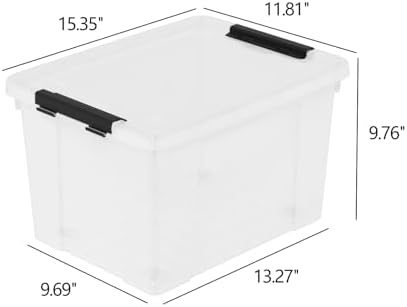 Set of 4 Storage Bins with Wheels, 23 L Clear Latch Boxes with Lids - Image 2