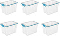 Sterilite 20 Qt Gasket Box, Stackable Storage Bin with Latching Lid and Tight Seal, Plastic Container to Organize Basement, Clear Base and Lid, 6-Pack by Sterilite