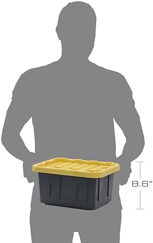 BLACK & YELLOW 5-Gallon Stackable Plastic Storage Bins with Lids, 4 Pack - Image 2