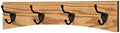 Oak Curved Back Wall Mounted Coat Rack - Bronze Hooks - Made in The USA (Golden Oak, 20" x 4.5" - 4 Hooks) by PEG+AND+RAIL