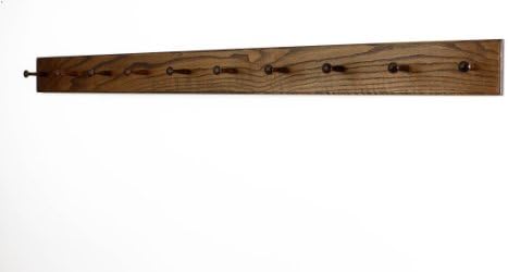 Solid Oak Xtra-Wide Shaker Peg Rack -Made in The USA - Walnut Stain 58 x 4.5 Inches with 10 Pegs - Image 2