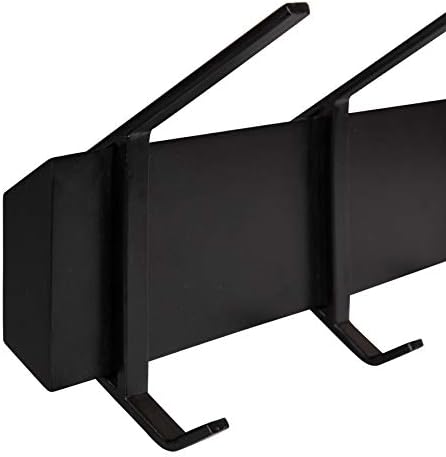 Kate and Laurel Rossmore Farmhouse 5-Hook Wall Hanging Coat Rack, Black, Modern Hanging Rack for Coats, Bags, Or Pots and Pans - Image 4