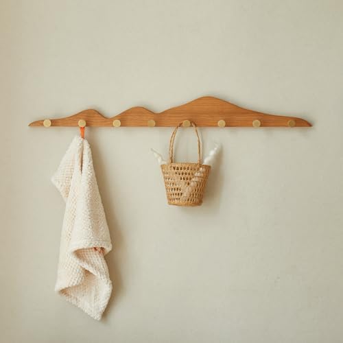 Wall Coat Rack, Cherry Wood, 8 Hooks by THFLSTR