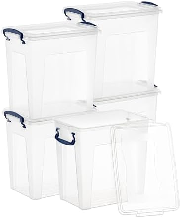 Superio 8.7 Quart Clear Plastic Storage Boxes with Lids, Stackable Organizer Containers, BPA-Free Storage Bins for Home, Office, School & Dorm, 5 Pack by Superio