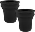 BSTKEY 44 Gallon Stretch Spandex Trash Can Cover, 2 Pack Outdoor Fitted Waste Container Cover Round Garbage Can Covers for Wedding Party Commercial Fundraiser Decor, Without Trash Can (Black) by BSTKEY