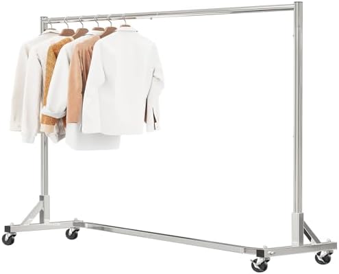 Simple Trending Industrial Grade Z Base 70inches Extra Long Clothes Garment Rack, Commercial Grade Rolling Clothing Rack, Heavy Duty 450lbs Load with Wheels, Chrome by SimpleTrending