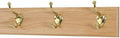 Solid Oak Coat Rack with Solid Brass Hat and Coat Style Hooks - Made in The USA (Natural, 15" x 3.5" with 3 Hooks) by PEG+AND+RAIL