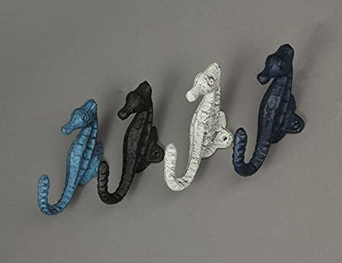 Zeckos Set of 4 Coastal Seahorse Decorative Wall Hooks, 5 Inch Multicolor - Image 5
