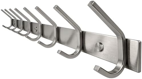 WEBI Heavy Duty 24 Inch SUS 304 Coat Bath Towel Hook Hanger Rail Bar with 8 Hooks,Brushed Finish,for Bedroom,Foyers,Hallways Home Office Storage Organization, C-CBG08 by WEBI