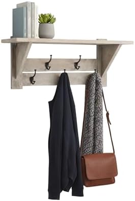 Alaterre Bethel Rustic Solid Wood Wall Mount Coat Rack w/Shelf, Driftwood by AlaterreFurniture