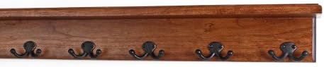 PegandRail Solid Cherry Shelf Coat Rack with Aged Bronze Double Style Hooks - Made in The USA (Mahogany, 26" with 5 Hooks) by PEG+AND+RAIL