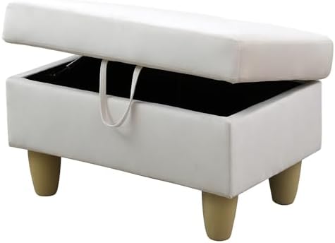 28.5'' Ottoman with Storage, Flannel Ottoman Foot Rest for Living Room Upholstered Footstool, Perfect Storage Ottoman Bench Bag Floor Chair for Bedroom or Entryway, White - Image 6