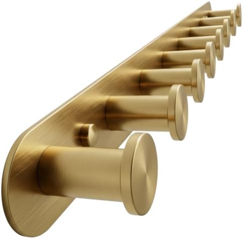 2-Pack Gold Wall Mounted Coat Rack with 8 Hooks, 304 Stainless Steel - Image 2