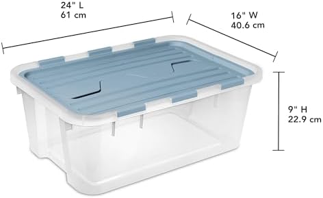 Sterilite Hinged Lid Storage Box, Plastic Container, 40 Quart, 6-Pack - Image 2