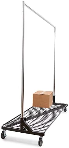 Econoco Brand Commercial Rolling Z-Rack with Wire Shelf - Black Base - Image 6