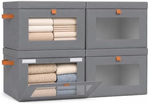 combocube Storage Bins with Lids, 4 Pack Large Fabric Closet Organizer by combocube