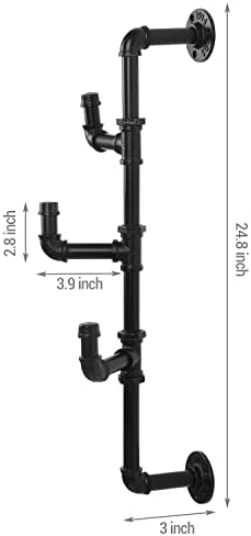 MyGift Wall Mounted Industrial Black Metal Vertical Hat and Coat Rack with 3 Adjustable Arm Hooks, Entryway Organizer Coat Hooks, Set of 2 - Image 5