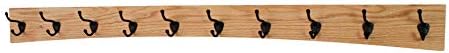 Oak Curved Back Wall Mounted Coat Rack - Bronze Hooks - Made in The USA (Natural, 52" x 4.5" - 10 Hooks) by PEG+AND+RAIL
