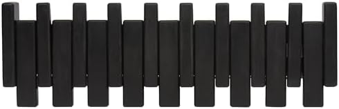 Beech Piano Key Coat Rack with 8 Flip Hooks, Black by TexasBestGift