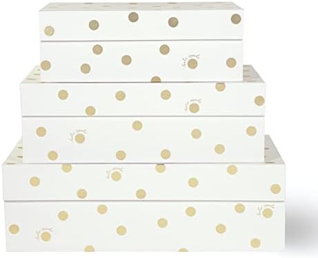 kate spade new york Set of 3 Decorative Storage Boxes, Gold Dot with Script by Unknown