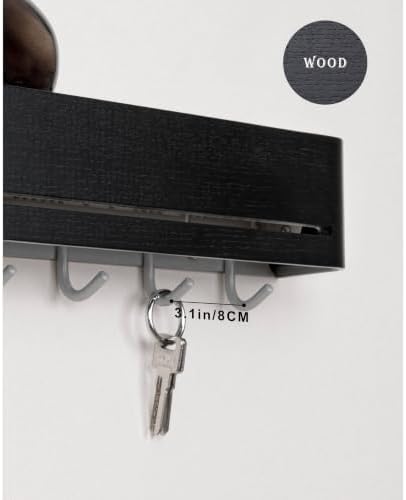 Key Holder Wall Mount with Shelf | 17 inch | Black - Image 2