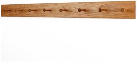 Cherry Shaker Peg Rack 4.5" Extra Wide (Cherry, 46" x 4.5" with 8 pegs) by PEG+AND+RAIL