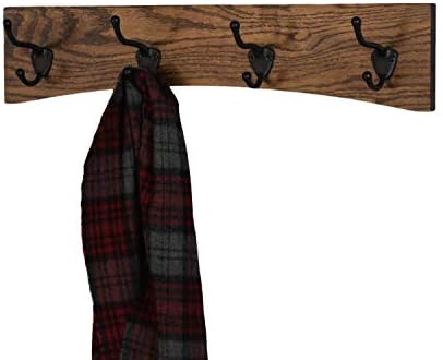 PegandRail Oak Curved Back Wall Mounted Coat Rack - Bronze Hooks - Made in The USA (Walnut, 20" x 4.5" - 4 Hooks) - Image 2