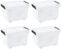 50 Quarts Plastic Storage Boxes, Large Clear Bins with Lids and Wheels Set of 4 by Nesmilers