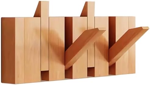 Paint Wood Wall Mounted Coat RackHooks Piano Key Hangers Natural Solid Wood Hanger Non-Woven Fabric Clothes Hangers for Closet, Kitchen, Bedroom, Bathroom, Entryway（Beech 4 Hooks） by MurphyBedKitMattresFrame